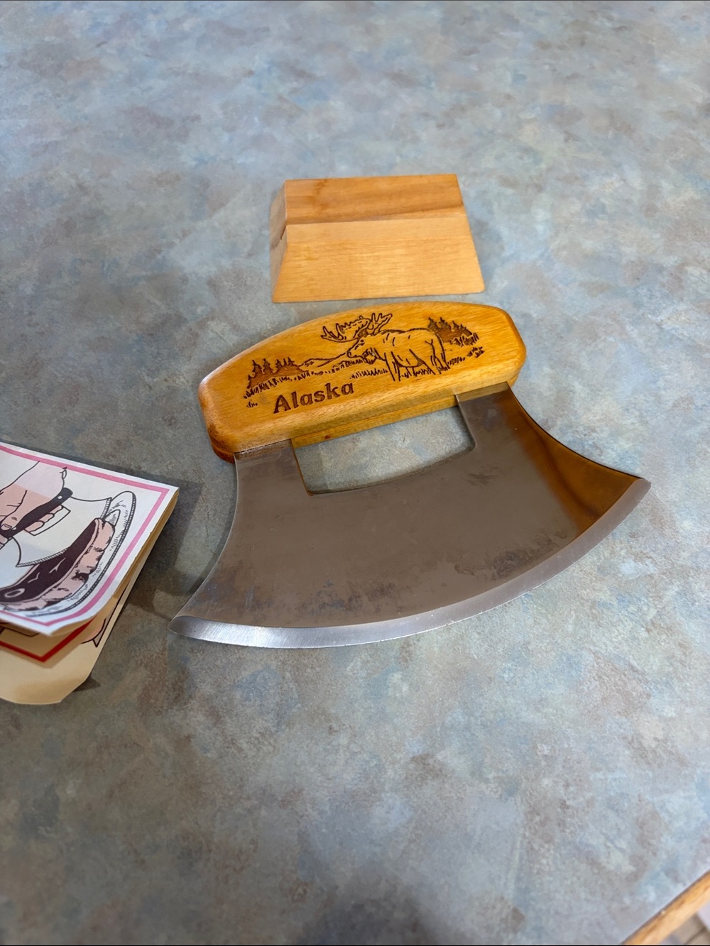 Wood Handle Ulu Chopper - Natural Wood